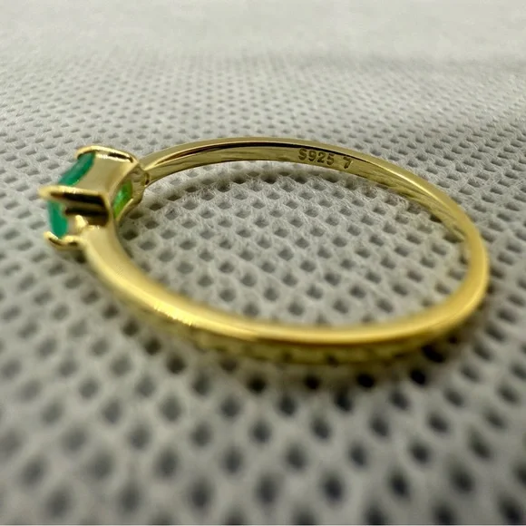 New Gold-Plated Sterling Silver Tourmaline Ring, Size 7 - Picture 2 of 4